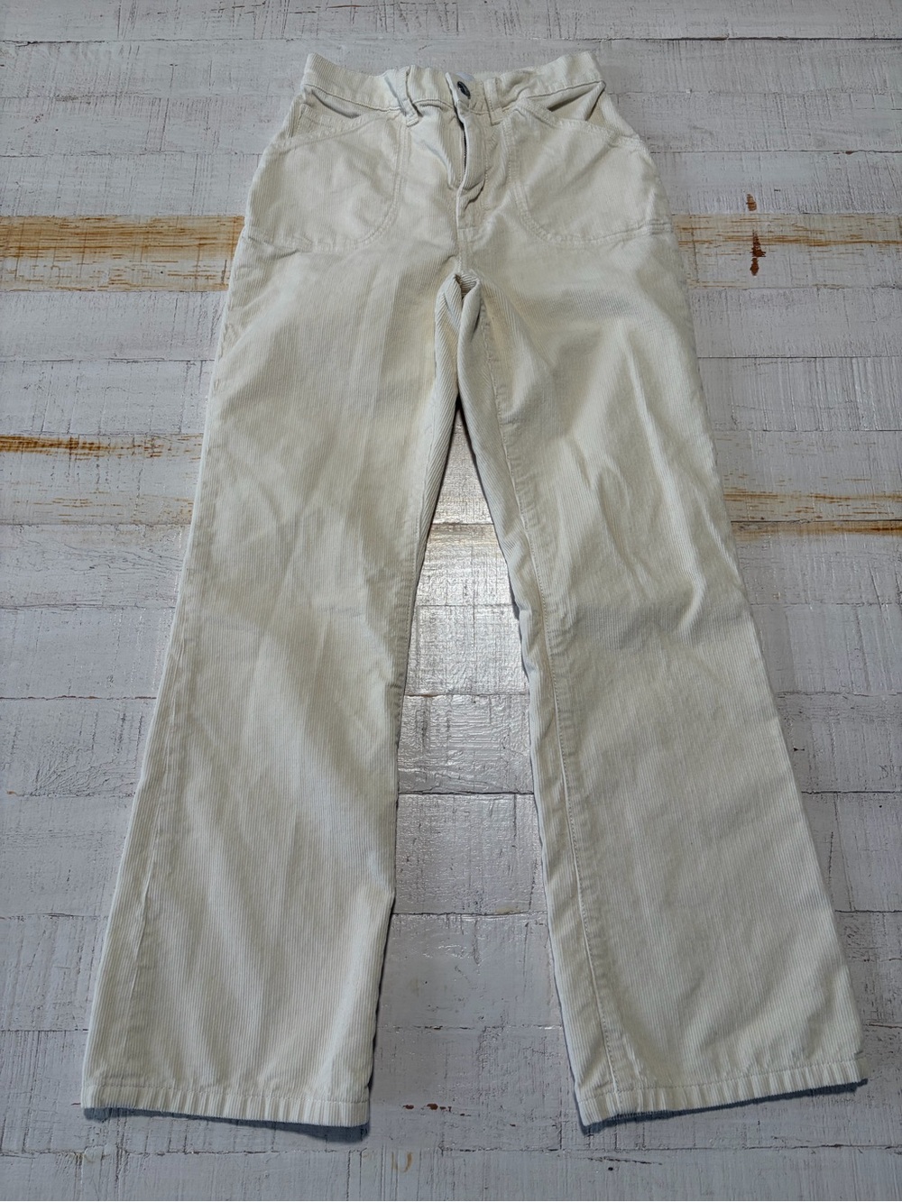 RE/DONE size 25 Corduroy 70s Originals Pocket Loose Flare Cropped Vintage Ivory